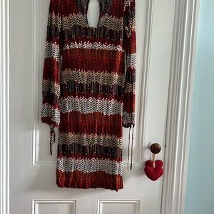 United Colors Of Benetton Red and Brown Sheath Dress